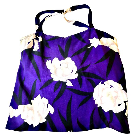 Vintage 80's Purple Floral Dressy Tank Top Cami Womens Large - Picture 7 of 11